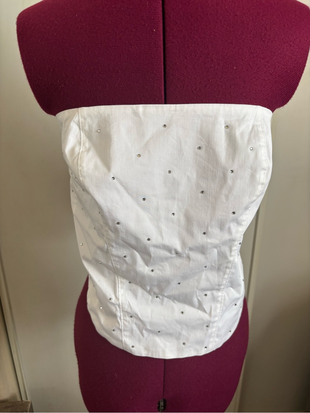 NWT Good American white  Poplin Corset Embellished w/ rhinestones, Size 3X